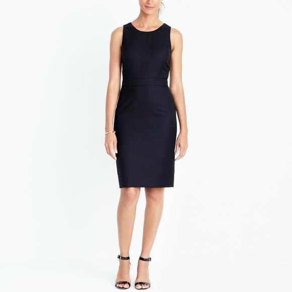 J. Crew Wool Blend Sheath Dress Black 0 Office Career Suiting Classic Sleeveless - Picture 1 of 10